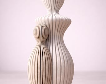 Conjunto de esculturas familiares abstractas / Figuritas acanaladas, decoración escandinava