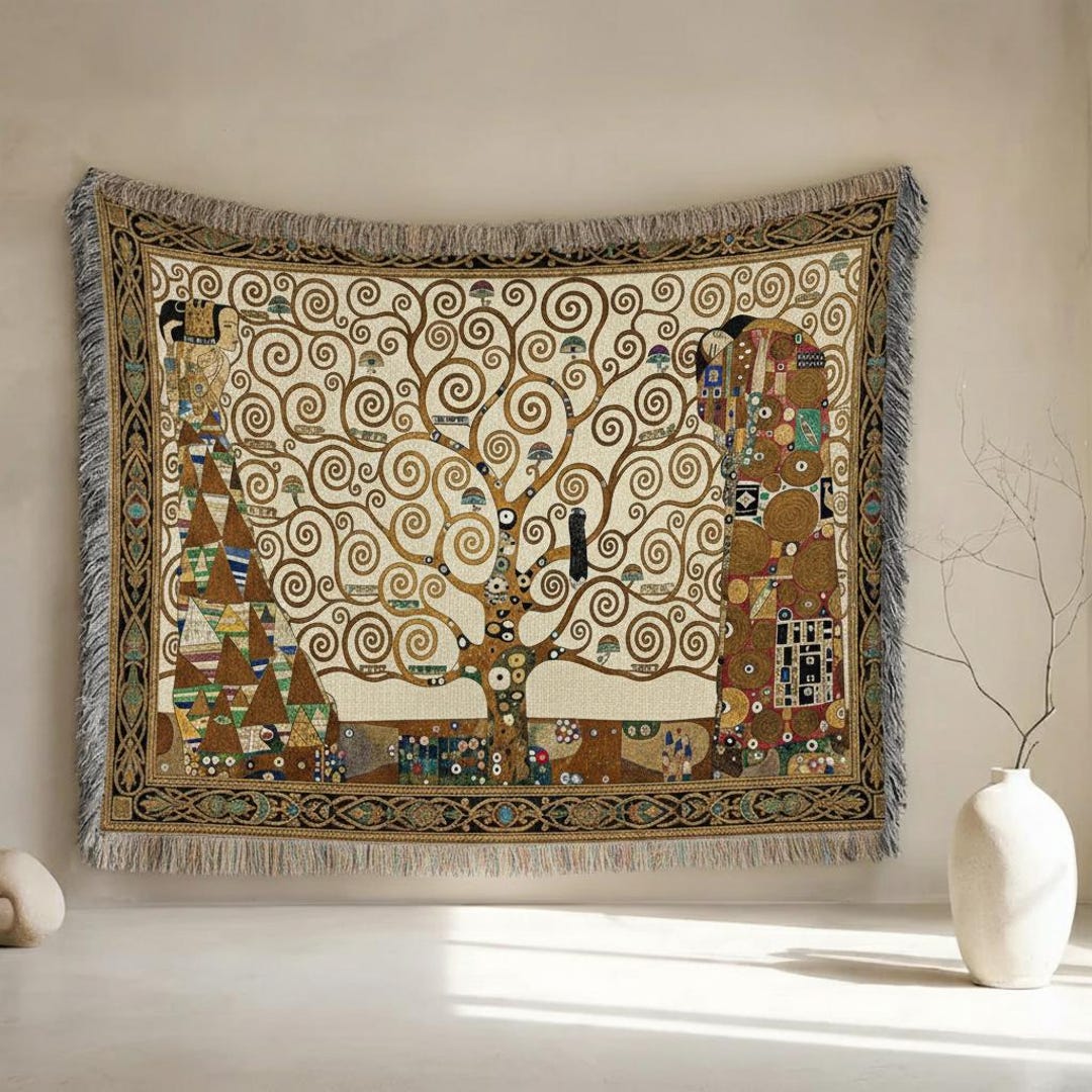 Gustav Klimt Tree Of Life Blanket Art Nouveau Tapestry Throw 100 gustav-klimt-tree-of-life-blanket-art-nouveau-tapestry-throw-100