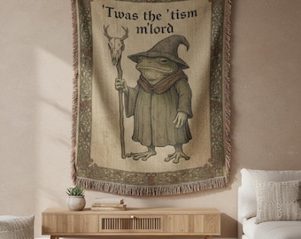 Wizard Frog Woven Blanket | Funny Medieval Tapestry
