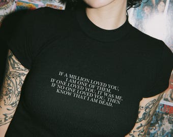 Kafka Quote Baby Tee, Literary Black Cropped T-Shirt