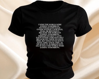 Franz Kafka Quote Black T-Shirt, Literary Graphic Baby Tee, 90s Style Cropped Shirt