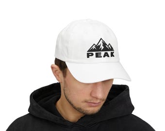 Embroidered Mountain Peak Dad Hat, Outdoor Hiking Cap, Chino Cotton Twill
