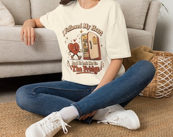 Funny Fridge Heart Graphic Tee, Foodie Sarcastic Humorous Shirt