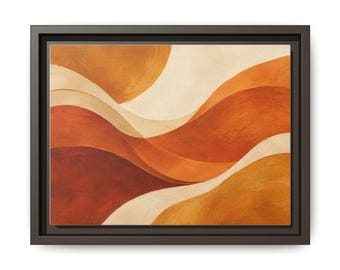 Golden Wave Abstract Canvas, Terracotta Boho Wall Art, Modern Home Decor