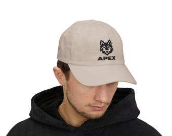 Embroidered Apex Wolf Dad Hat, Chino Cotton Twill, Adjustable Cap
