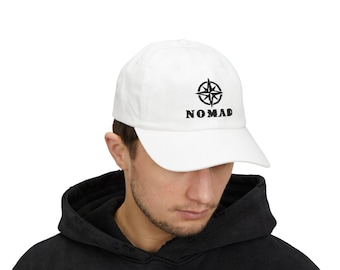 Embroidered Nomad Dad Hat, Compass Travel Lover Cap, Chino Cotton Twill