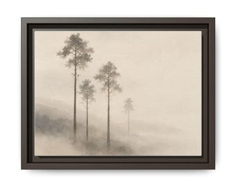 Misty Forest Canvas Print, Abstract Nature Wall Art, Zen Tree Decor