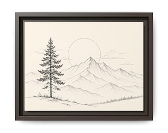 Minimalist Mountain Sunrise Print, Nature Landscape Wall Art, Outdoor Lover Decor
