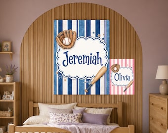 Personalized Baseball Nursery Print • Custom Name Sports Artwork