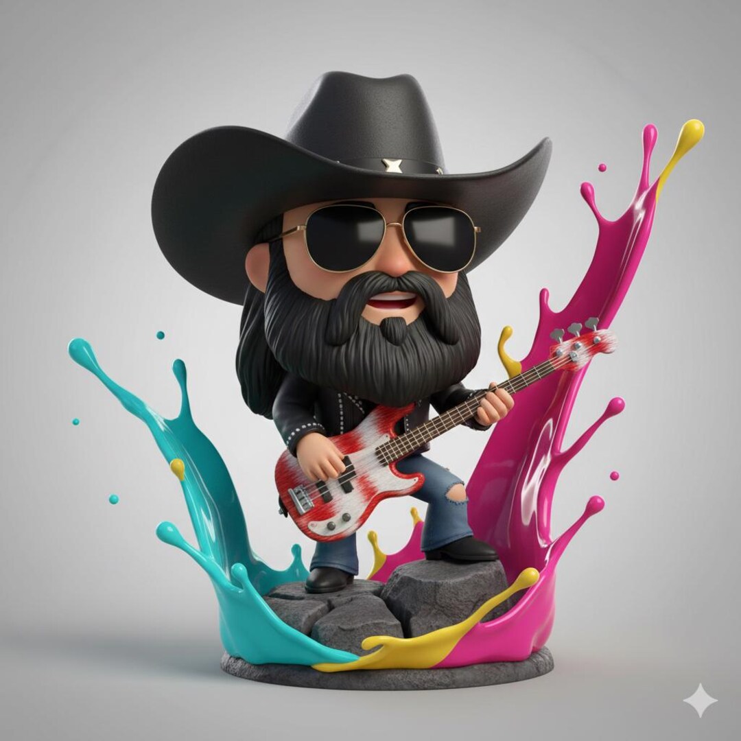 Chibirock Dusty Hill STL File 3D Printable Artist Rendition of Famous ...