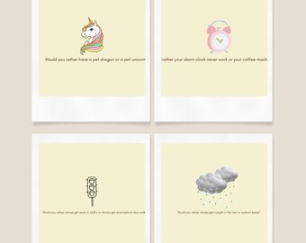 30 Minimalistische Spielkarten – würdest Du lieber (Digitaler Download - Druckbares PDF)
