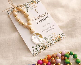 Mini Rosary Favors : Baptism, Christening, First Communion, Catholic Bulk Party Gifts, Mi Bautizo, Acrylic Gold Mirror Cross