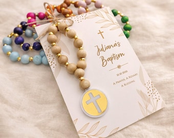 Mini Wooden Rosary Favors : Baptism, Christening, First Communion, Catholic Bulk Party Gifts, Mi Bautizo, bautizo recuerdos,