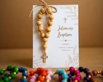 Wooden Rosary Baptism Favors : Christening, First Communion, Catholic Bulk Party Gifts, mi bautizo, bautizo recuerdos,