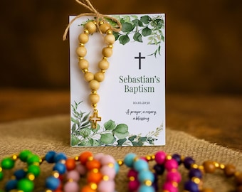 Wooden Rosary Favors : Baptism, Christening, First Communion, Catholic Bulk Party Souvenirs, Mi Bautizo, Religious keepsake