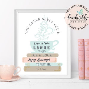 C S Lewis Literary Art Print, Books and Tea Quote PRINTABLE, Book Lover Print, Reading Nook Sign, Librarian Sign by Bookishly Ever After image 4