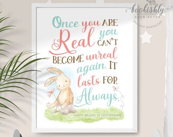 Velveteen Rabbit Book Quote Print, Margery Williams "Once You Are Real" Quote, Storybook Nursery Printable by Bookishly Ever After