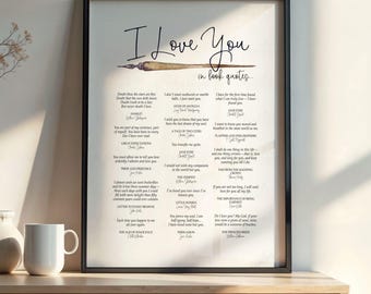 I Love You in Buch Zitate Druck: Romantische Literatur Wand Kunst (Digitaler Download)