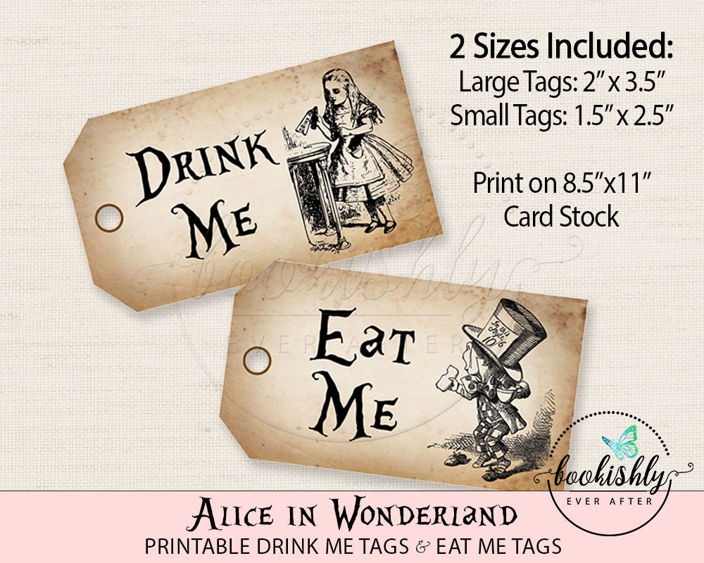 Alice in Wonderland Tags Drink Me Tag Eat Me Tag Tea Party Etsy