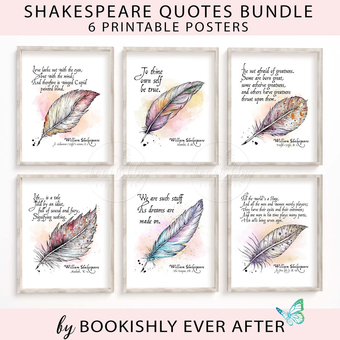 Shakespeare Quills and Quotes Bundle Set of 6 Classic Etsy