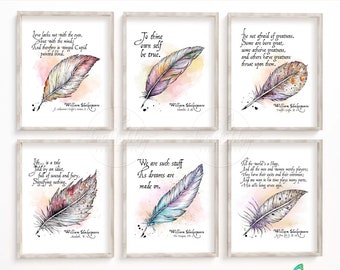 Shakespeare Quotes Art Prints: Quill & Literary Posters (Digital Download)