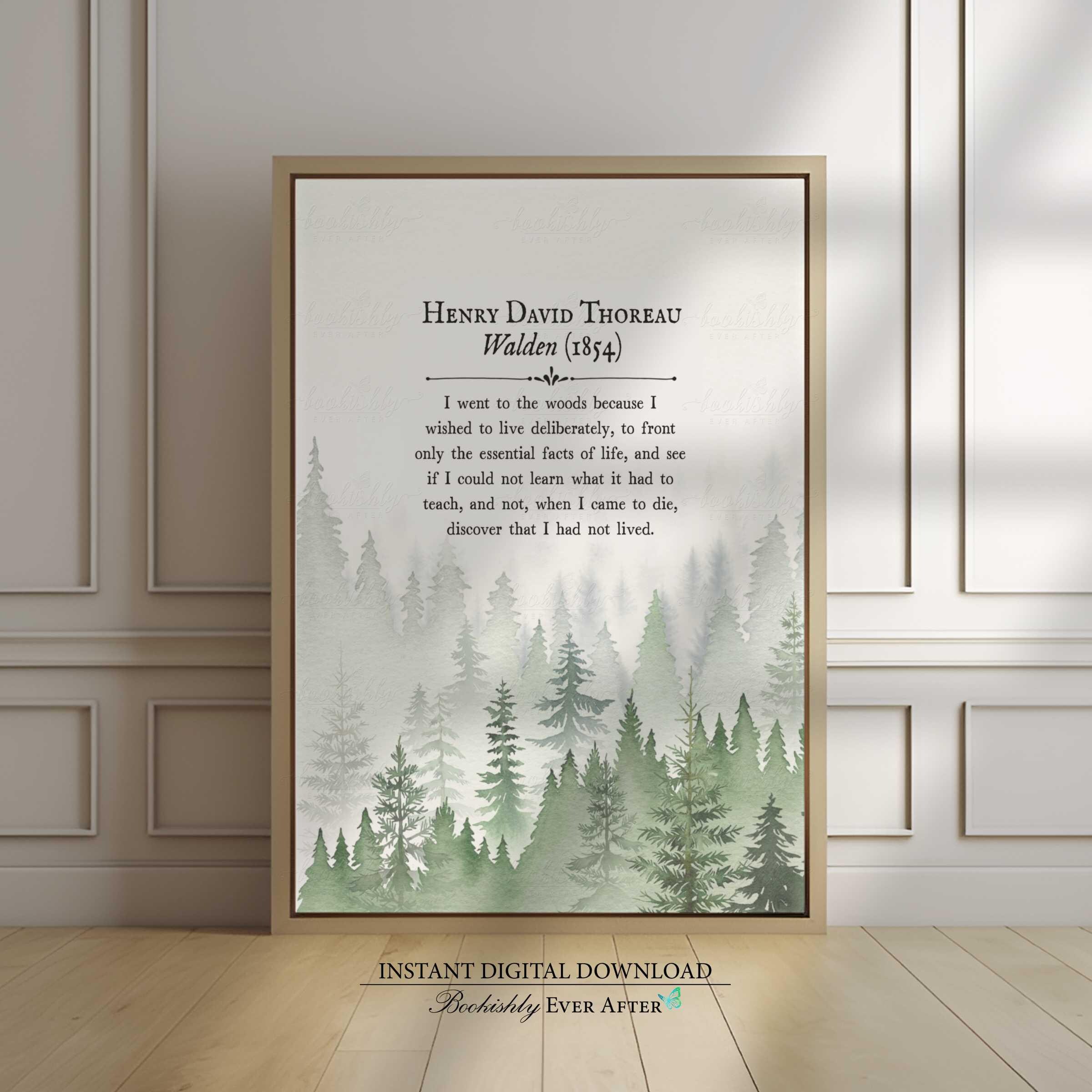 Thoreau Walden Quote Print: Watercolor Forest Landscape (Digital Download)