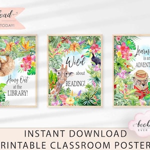 Jungle Animals Classroom Posters: Safari Theme Decor (Digital Download)