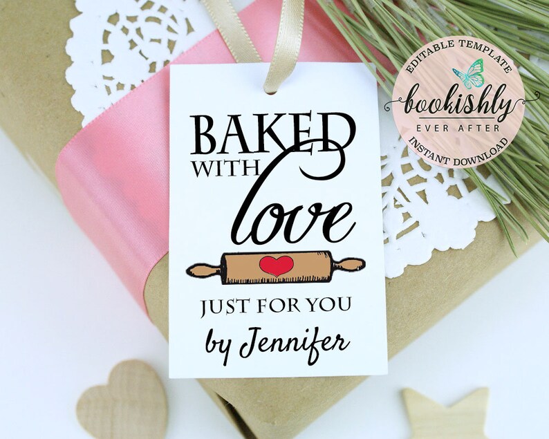 Editable Baked With Love Tags Baking Favor Labels Cookie - Etsy Australia