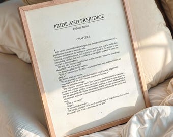Pride and Prejudice Chapter One Print: Jane Austen Art (Digital Download)