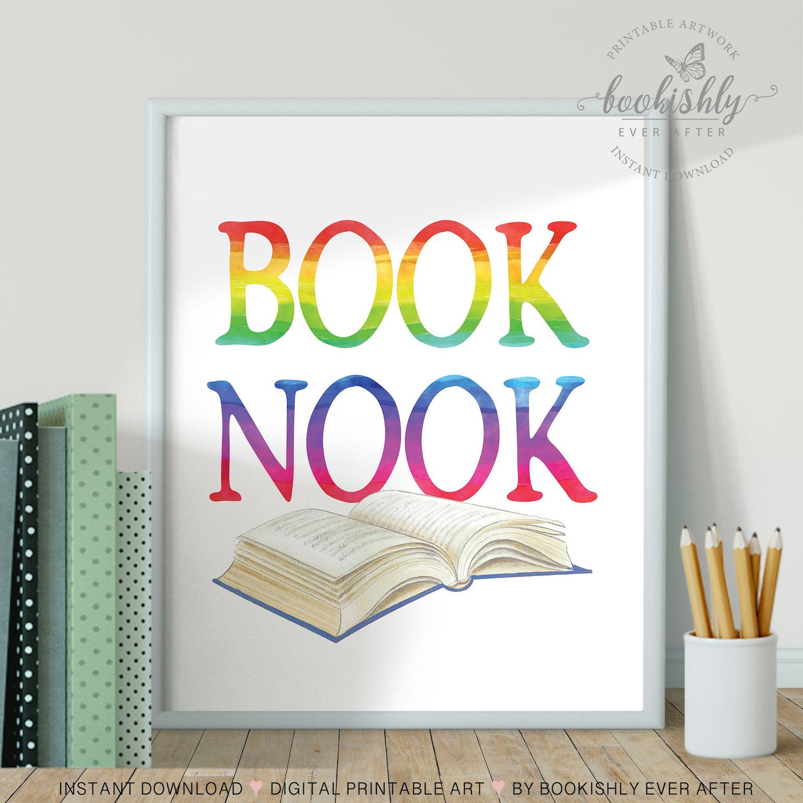 Book Nook Sign Printable Reading Nook Art Print Librarian Etsy