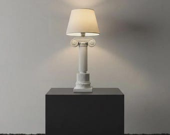 Grekisk kolonnbordslampa Klassisk romersk skrivbordslampa Lyxig neoklassisk sänglampa i harts Dekorativ belysning