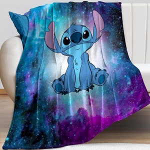 Stitch Cute Galaxy Background Blanket, Family Lilo And Stitch Fleece Blanket, Lilo And Stitch Blanket, Stitch Cute Blanket Home Lover Gifts