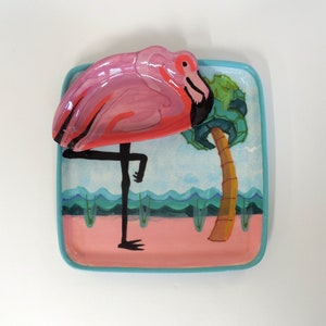 Flamingo Chip and Dip PotteryTray