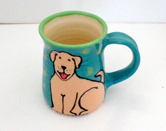 Hand Made Wheel Thrown Yellow Lab Pottery Mug