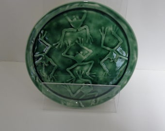 Green Frog Porcelain Hand Made Pottery Plate