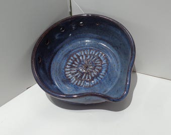Hand Made Pottery Herb Stripper and Bread Dipping Bowl