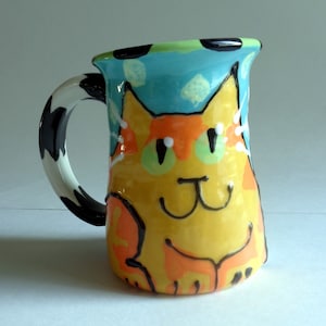 Hand Made Pottery Coffee Mug Orange Tabby Pottery Ceramic Cat Ceramic Mug Made to Order