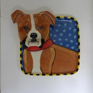 Hand Made Ceramic Pottery Boxer Chip and Dip Plate