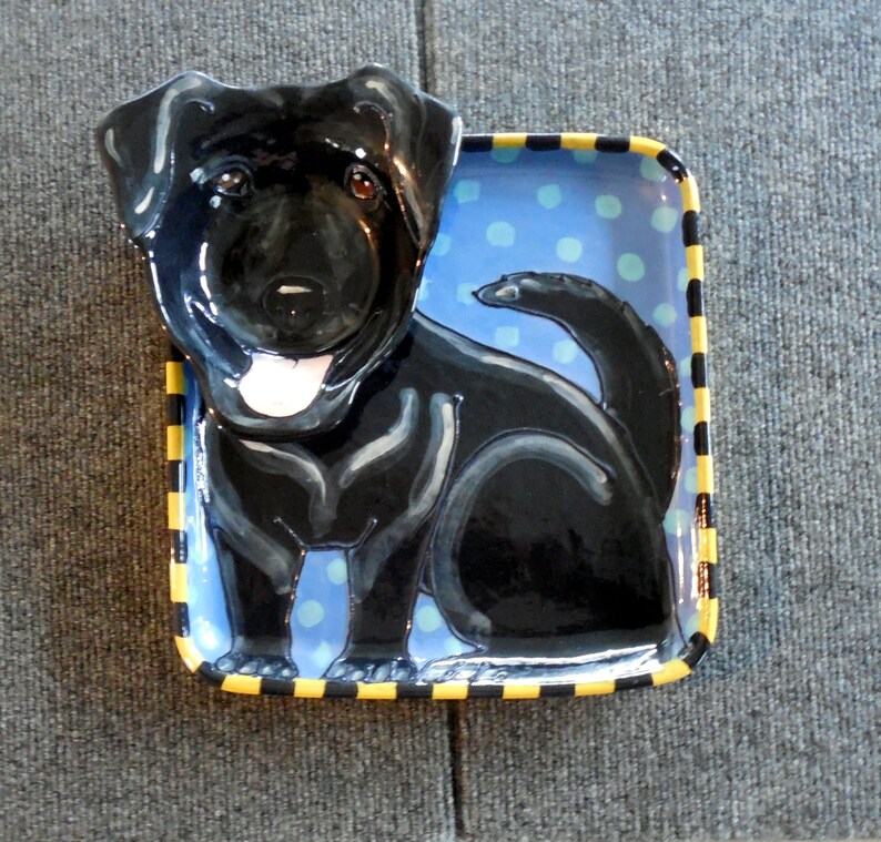 Black Lab Pottery Plate Labrador Retriever Chip and Dip Etsy