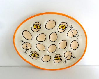Baby Peeps Hand Made Ceramic Deviled Egg Plate