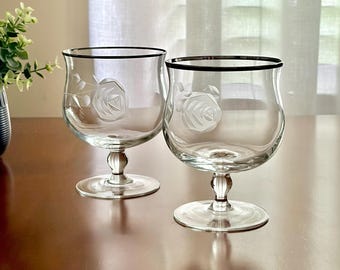 Vintage Reizart Crystal "Mirimar Platinum Rose" Brandy Snifters Set of 2 *Not sold individually