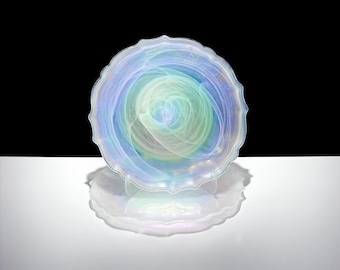 White Iridescent Alabaster Glass Plates Set of 2 *Not sold individually
