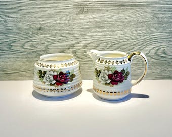 Vintage Sadler "Red and White Roses" Sugar Bowl And Creamer Set *Not sold individually