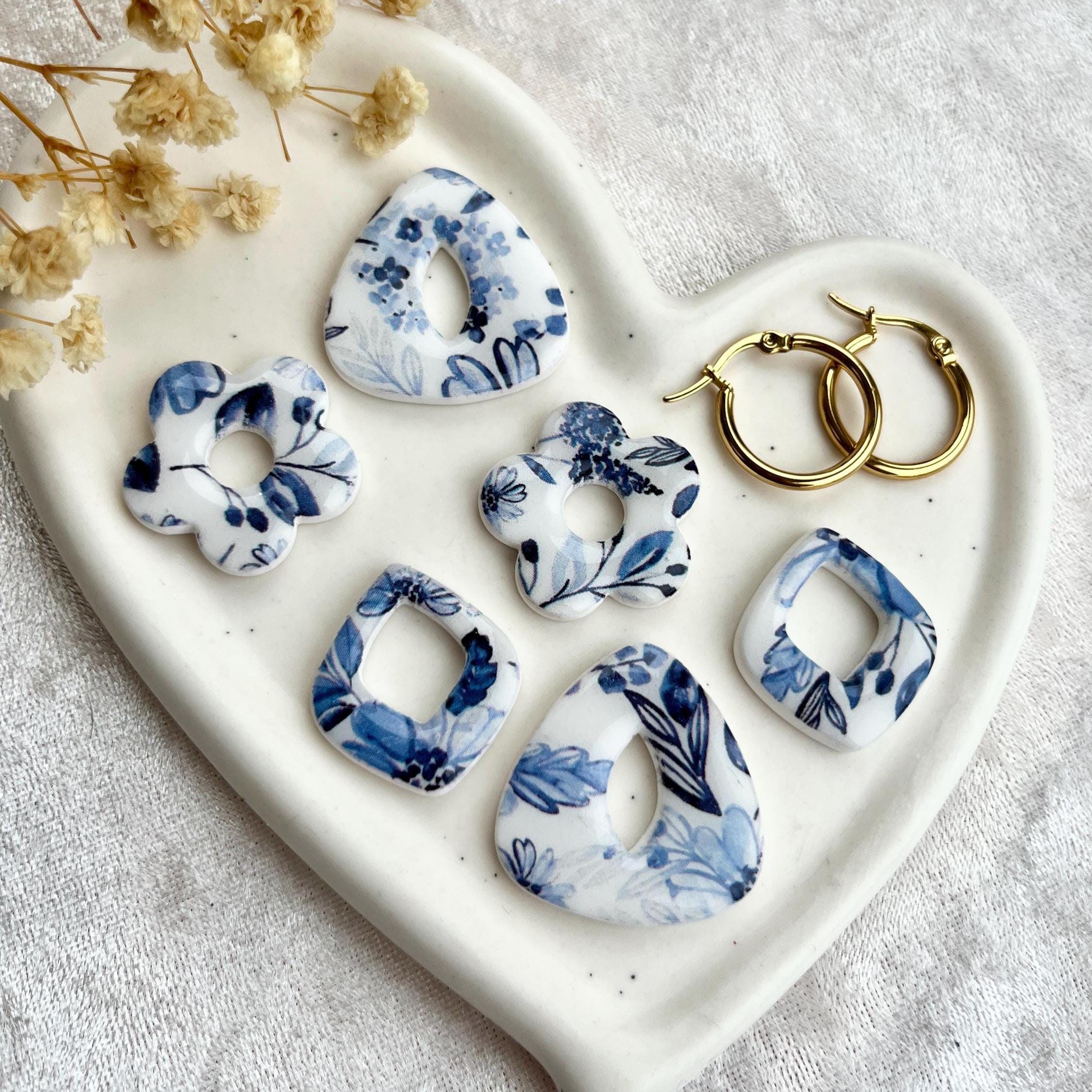 Boucles D'oreilles Résine Fleurs Et Perles Bleues - Style Plage Et été