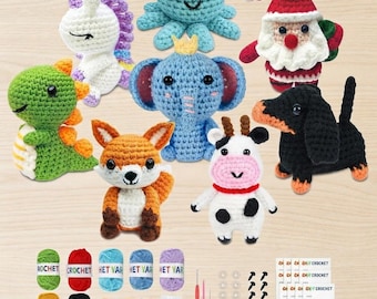Crochet Animal Kit for Beginners, DIY Craft, Yarn and Hook