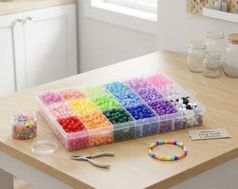 2300 PCS Pony Beads Kit, 20 Colors, Glow-in-the-Dark Beads for DIY Crafts (Acrylic)