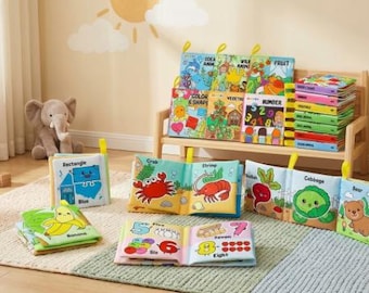 6-Piece Soft Baby Cloth Books: Crinkle, Washable, Early Education Sensory Toys