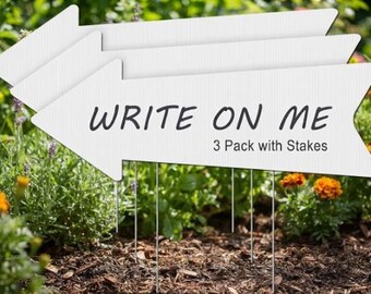 Blank Arrow Yard Signs with Stakes, Customizable Directional Signs for Events