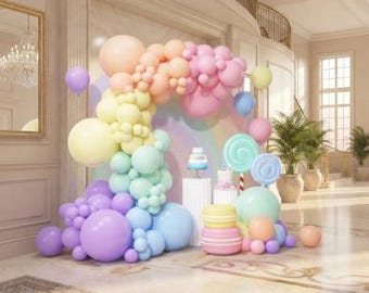 Pastel Rainbow Balloon Garland Kit, Soft Macaron Colors Arch for Parties