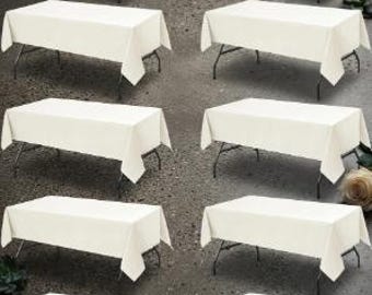 10 Pack Ivory Polyester Tablecloths, 60x102 Inch Rectangle Covers for Weddings, Parties, Events